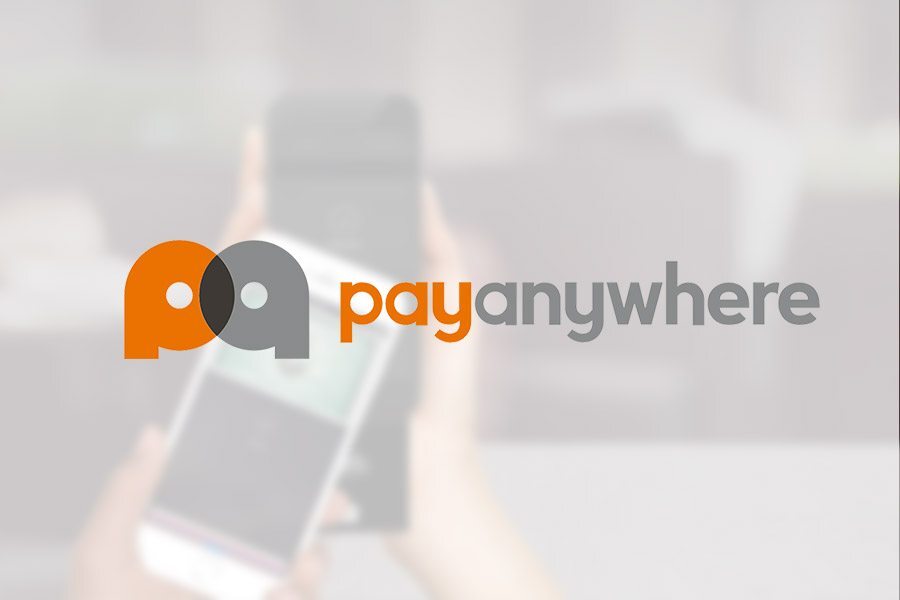 An illustration of someone confidently managing a business using the PayAnywhere platform, highlighting features like system setup, transactions, inventory, and invoicing.